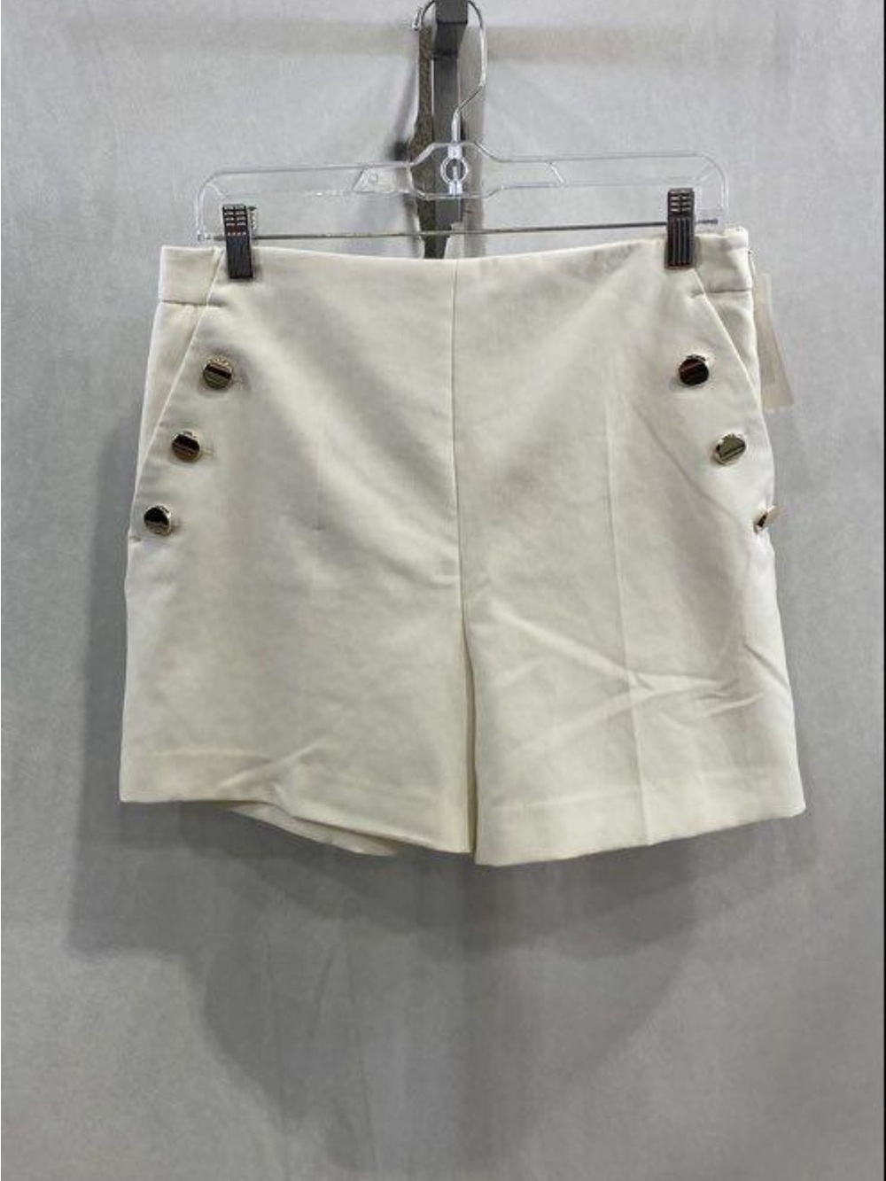 Zara Cream High-Waist Button-Accent Shorts